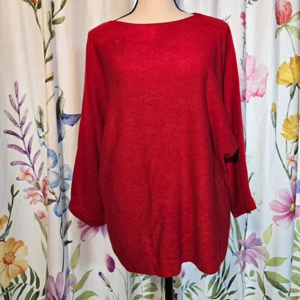 Soho JEANS NEW YORK & COMPANY Women Red Pullover Sweater Women's Large